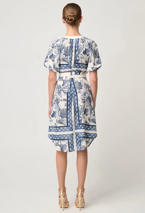 ONCE WAS Bijou Linen Viscose Dress - Ink Flè Print Dress - Zabecca Living