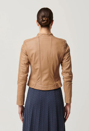 ONCE WAS Blaire Leather Herringbone Stitch Jacket - Wheat Jacket - Zabecca Living