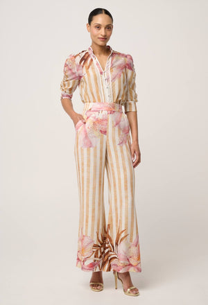 ONCE WAS Calantha Cotton Silk Sleeve Shirt - Golden Promenade Shirts & Blouses - Zabecca Living