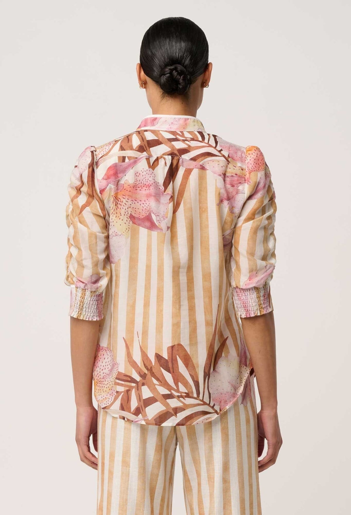 ONCE WAS Calantha Cotton Silk Sleeve Shirt - Golden Promenade Shirts & Blouses - Zabecca Living