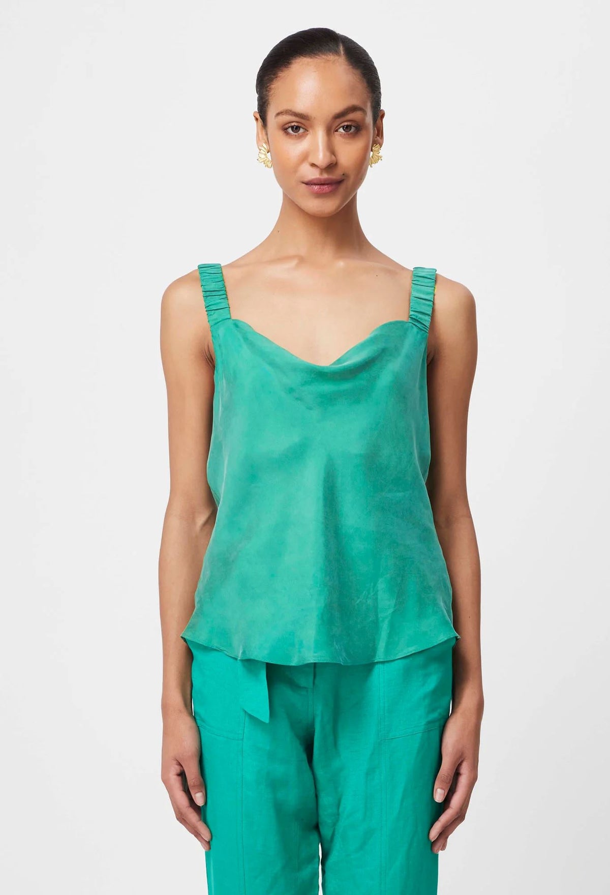ONCE WAS Delray Reversible Cupro Cami - Bay Green Shirts & Blouses - Zabecca Living