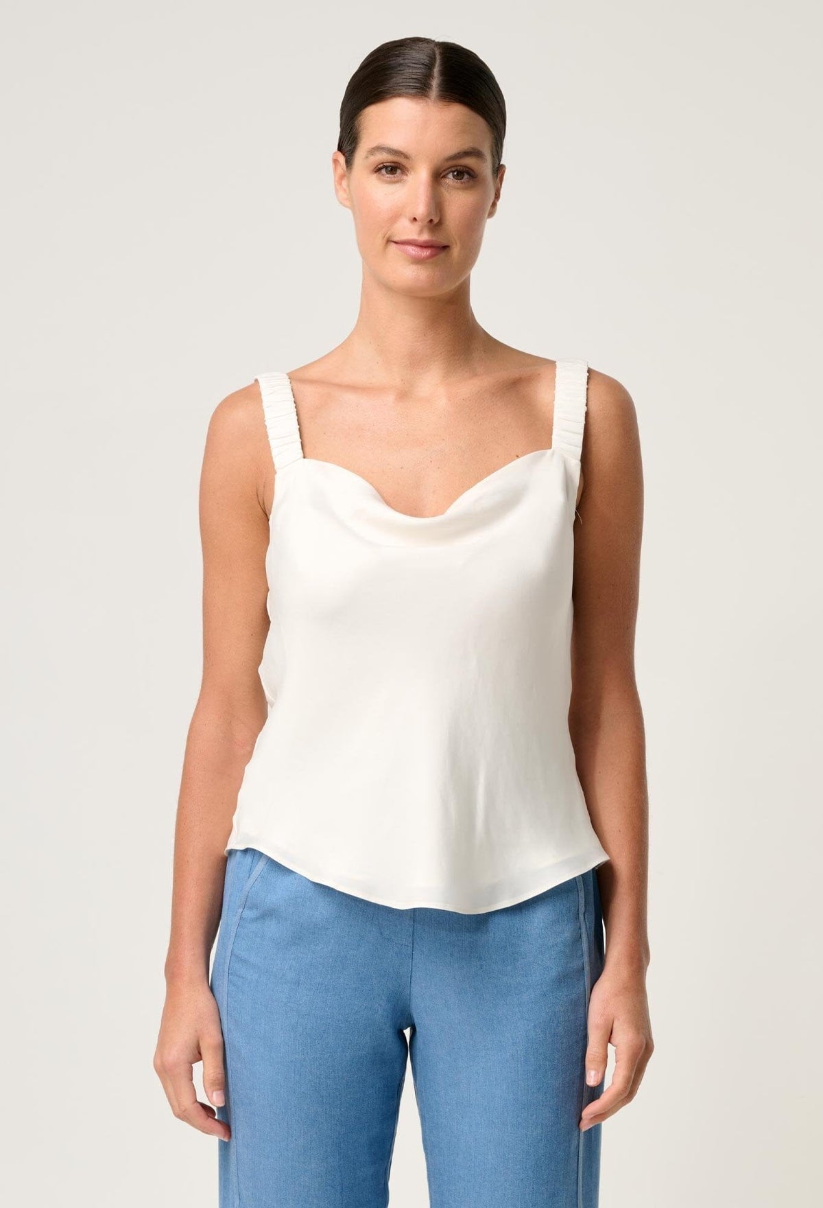 ONCE WAS Delray Reversible Cupro Cami - Ivory Shirts & Blouses - Zabecca Living