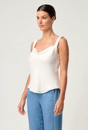 ONCE WAS Delray Reversible Cupro Cami - Ivory Shirts & Blouses - Zabecca Living