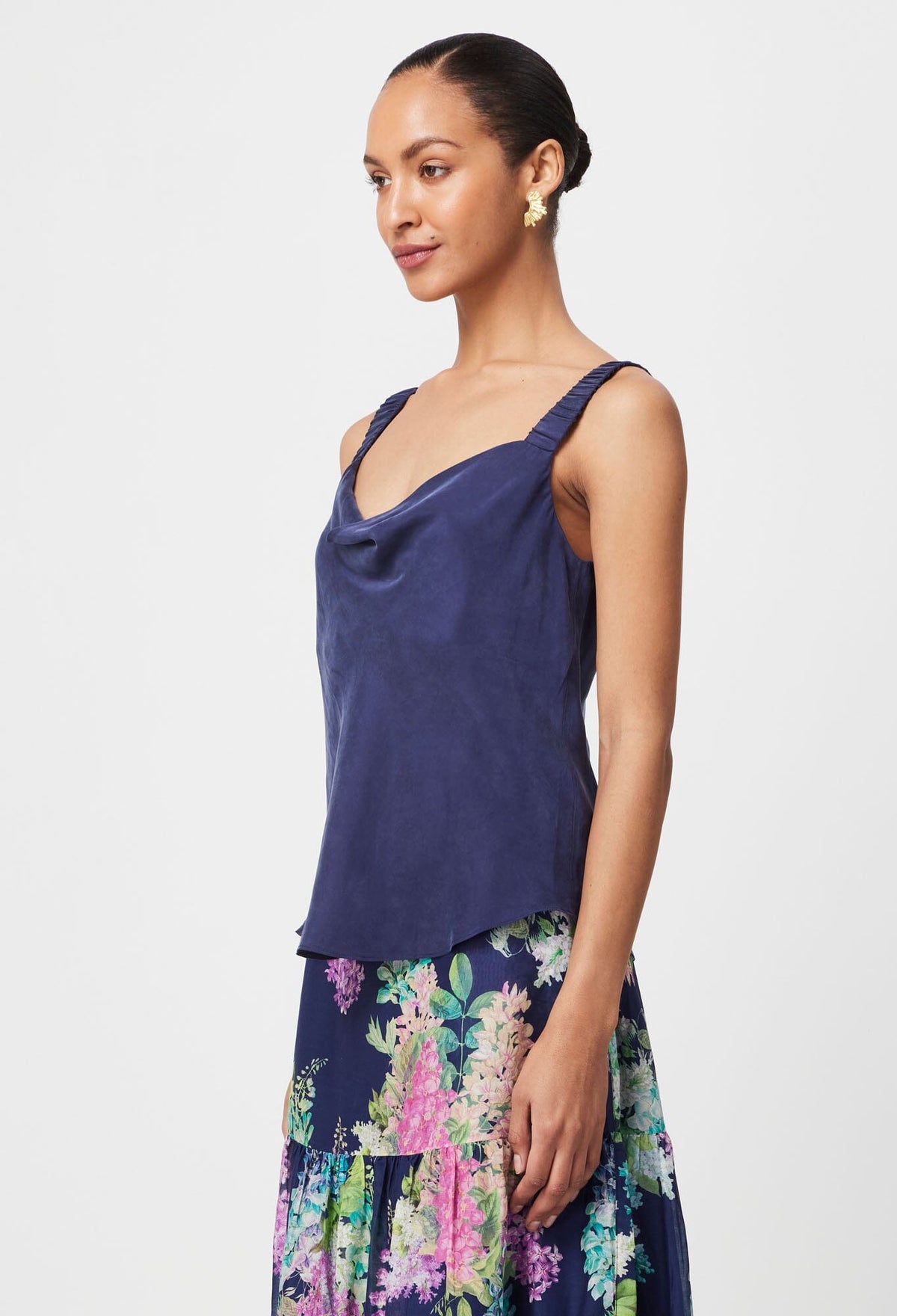 ONCE WAS Delray Reversible Cupro Cami - Lapis Shirts & Blouses - Zabecca Living