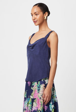ONCE WAS Delray Reversible Cupro Cami - Lapis Shirts & Blouses - Zabecca Living