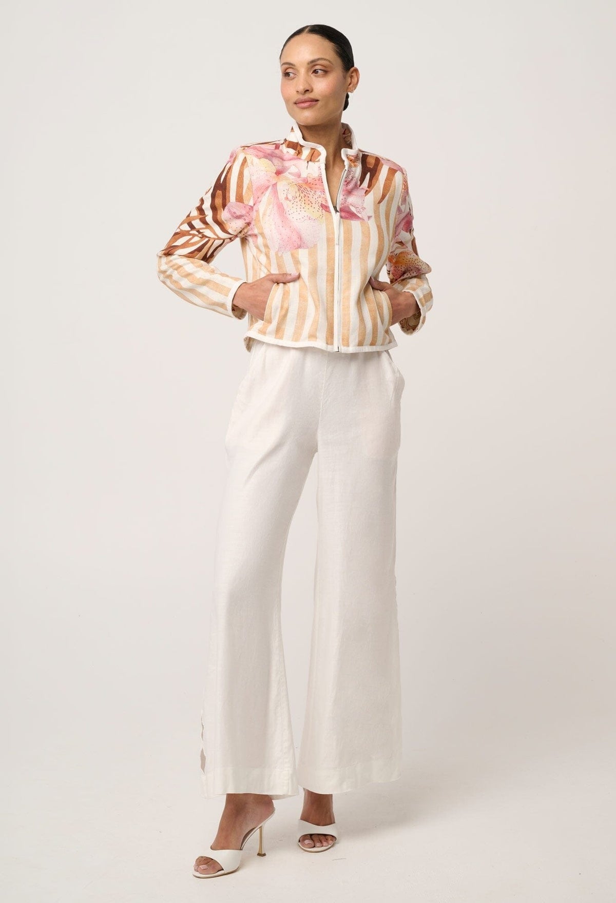 ONCE WAS Delray Reversible Linen Viscose Jacket - Golden Promenade / Gilded Frond Jacket - Zabecca Living