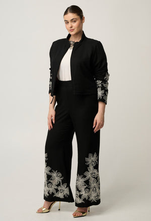 ONCE WAS Delray Reversible Printed Linen Viscose & Placement Embroidered Jacket - Sunset Orchid/Noir Orchid Jacket - Zabecca Living