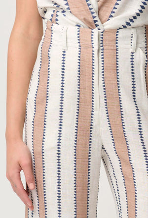 ONCE WAS Dynasty Linen Viscose Pant - Cayman Stripe PANTS - Zabecca Living