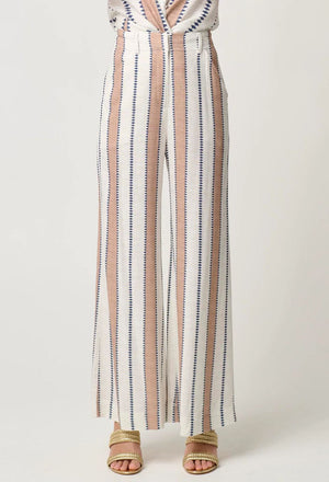 ONCE WAS Dynasty Linen Viscose Pant - Cayman Stripe PANTS - Zabecca Living