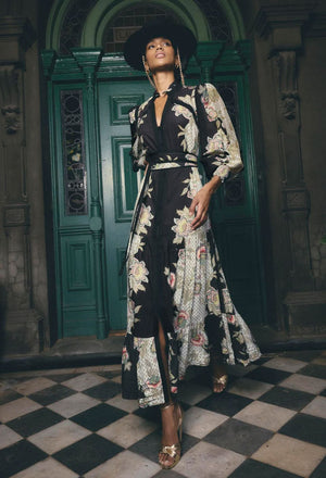 ONCE WAS Espada Linen Viscose Maxi Dress - Mariposa Nero Dress - Zabecca Living