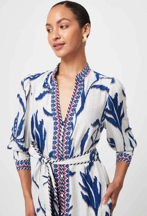ONCE WAS Eudora Linen Viscose Dress - Palm Shadow Dress - Zabecca Living