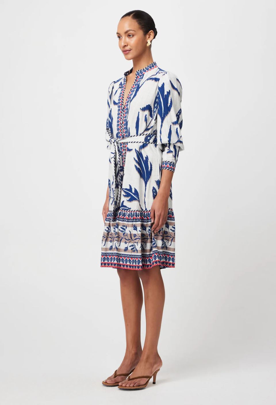 ONCE WAS Eudora Linen Viscose Dress - Palm Shadow Dress - Zabecca Living
