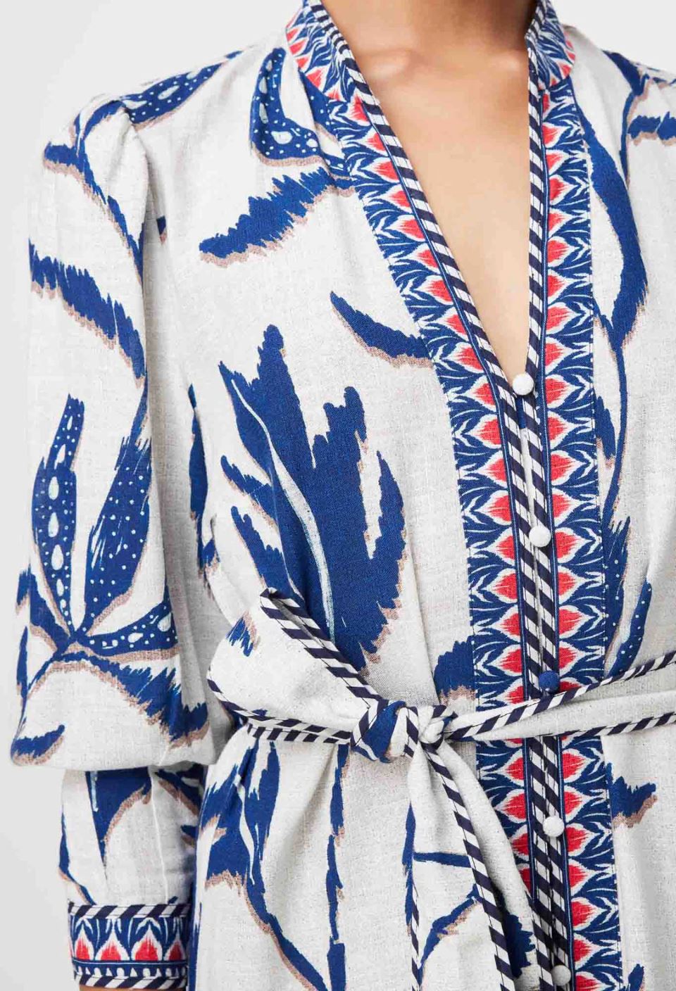 ONCE WAS Eudora Linen Viscose Dress - Palm Shadow Dress - Zabecca Living