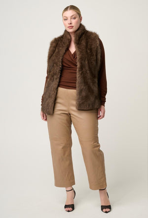 ONCE WAS Hazel Faux Fur Vest - Walnut Jacket - Zabecca Living