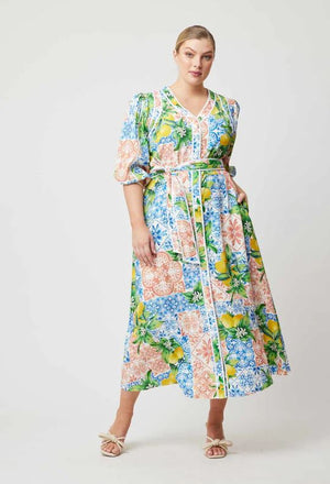 ONCE WAS Laguna Viscose Dobby Dress - Limonata Dress - Zabecca Living