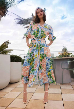 ONCE WAS Laguna Viscose Dobby Dress - Limonata Dress - Zabecca Living