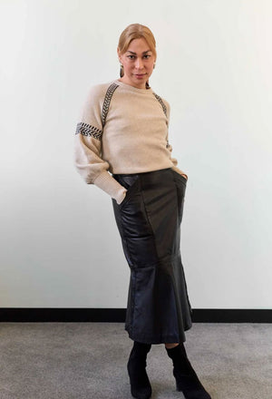 ONCE WAS Mabel Leather Skirt - Onyx Skirt - Zabecca Living