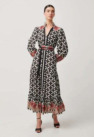 ONCE WAS Marielle Linen Viscose Dress - Country Tapestry Dress - Zabecca Living