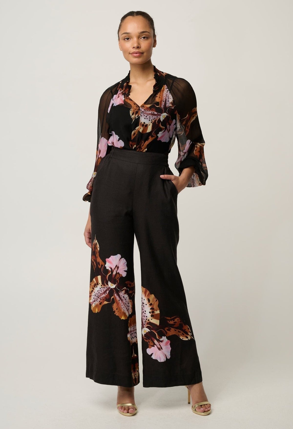 ONCE WAS Maris Sheer Viscose Chiffon Blouse - Sunset Orchid Shirts & Blouses - Zabecca Living