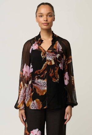 ONCE WAS Maris Sheer Viscose Chiffon Blouse - Sunset Orchid Shirts & Blouses - Zabecca Living