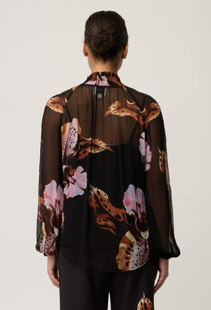 ONCE WAS Maris Sheer Viscose Chiffon Blouse - Sunset Orchid Shirts & Blouses - Zabecca Living