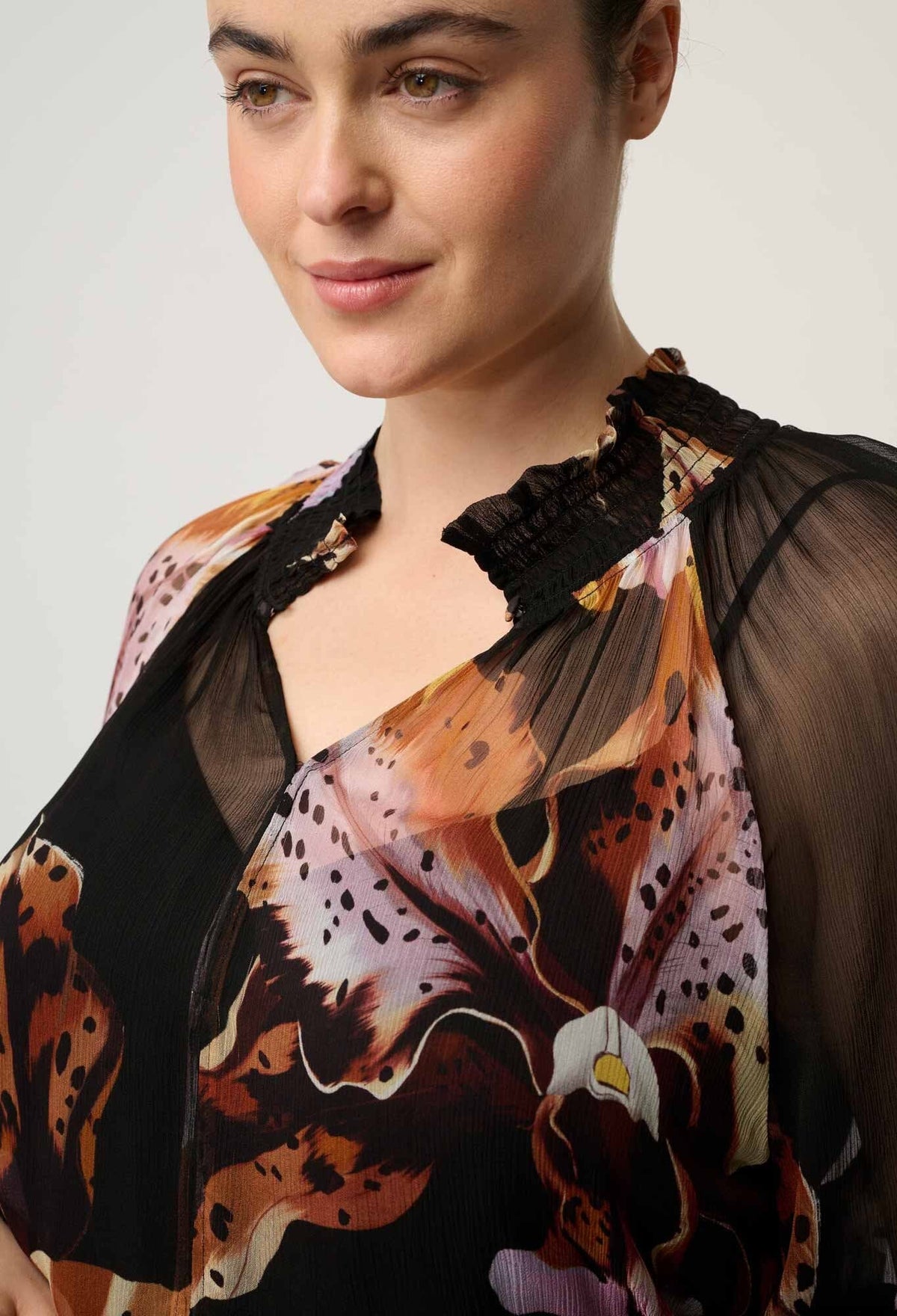 ONCE WAS Maris Sheer Viscose Chiffon Blouse - Sunset Orchid Shirts & Blouses - Zabecca Living