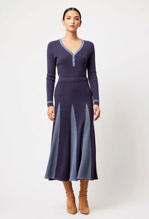 ONCE WAS Nova Merino Wool Knit Top - Ink/Storm Jumpers + Knitwear - Zabecca Living
