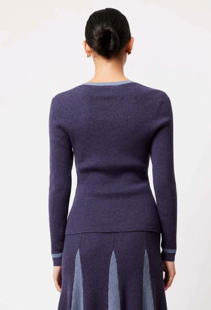 ONCE WAS Nova Merino Wool Knit Top - Ink/Storm Jumpers + Knitwear - Zabecca Living