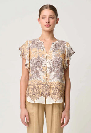 ONCE WAS Novia Linen Viscose Top - Golden Mallow Shirts & Blouses - Zabecca Living