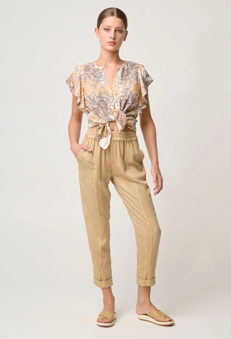 ONCE WAS Novia Linen Viscose Top - Golden Mallow Shirts & Blouses - Zabecca Living