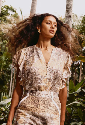 ONCE WAS Novia Linen Viscose Top - Golden Mallow Shirts & Blouses - Zabecca Living