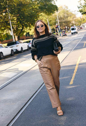ONCE WAS Odessa Merino Wool Blend Knit Top - Onyx Jumpers + Knitwear - Zabecca Living