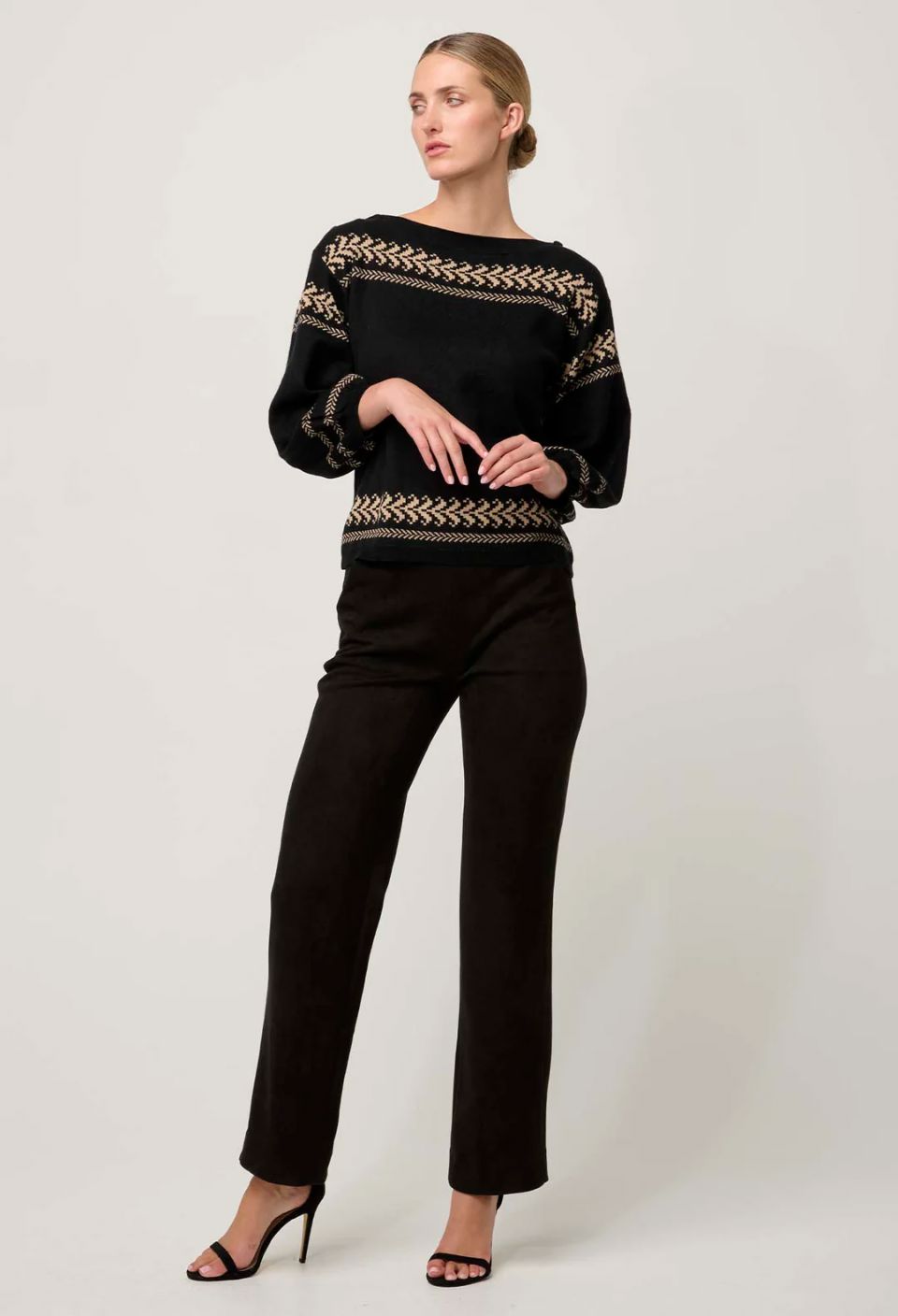 ONCE WAS Odessa Merino Wool Blend Knit Top - Onyx Jumpers + Knitwear - Zabecca Living