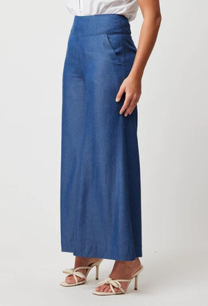 ONCE WAS Panama Tencil Wide Leg Pant - Dark Denim PANTS - Zabecca Living