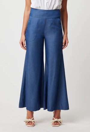 ONCE WAS Panama Tencil Wide Leg Pant - Dark Denim PANTS - Zabecca Living