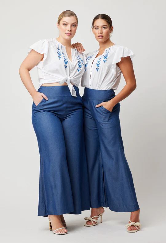 ONCE WAS Panama Tencil Wide Leg Pant - Dark Denim PANTS - Zabecca Living