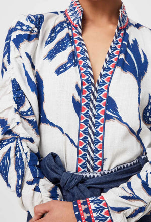 ONCE WAS Pavillion Linen Viscose Shirt - Palm Shadow Shirts & Blouses - Zabecca Living