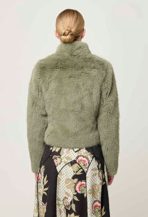 ONCE WAS Reina Faux Fur Jacket - Jade Mist Jacket - Zabecca Living