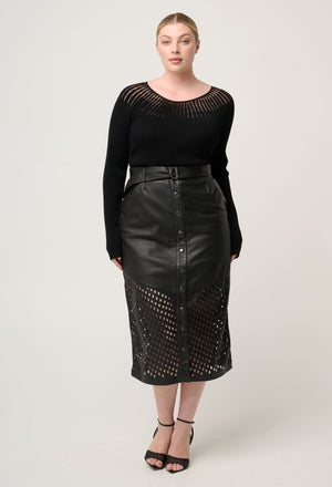 ONCE WAS Rhiannon Viscose Nylon Sheer Knit Top - Black Jumpers + Knitwear - Zabecca Living