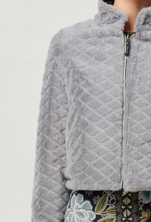 ONCE WAS Rylie Reversible Print & Faux Fur Jacket - Dahlia fields Jacket - Zabecca Living