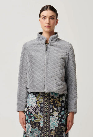 ONCE WAS Rylie Reversible Print & Faux Fur Jacket - Dahlia fields Jacket - Zabecca Living