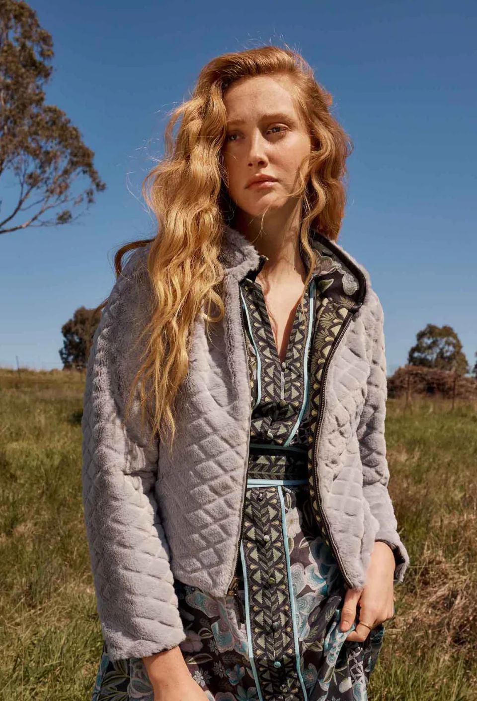 ONCE WAS Rylie Reversible Print & Faux Fur Jacket - Dahlia fields Jacket - Zabecca Living