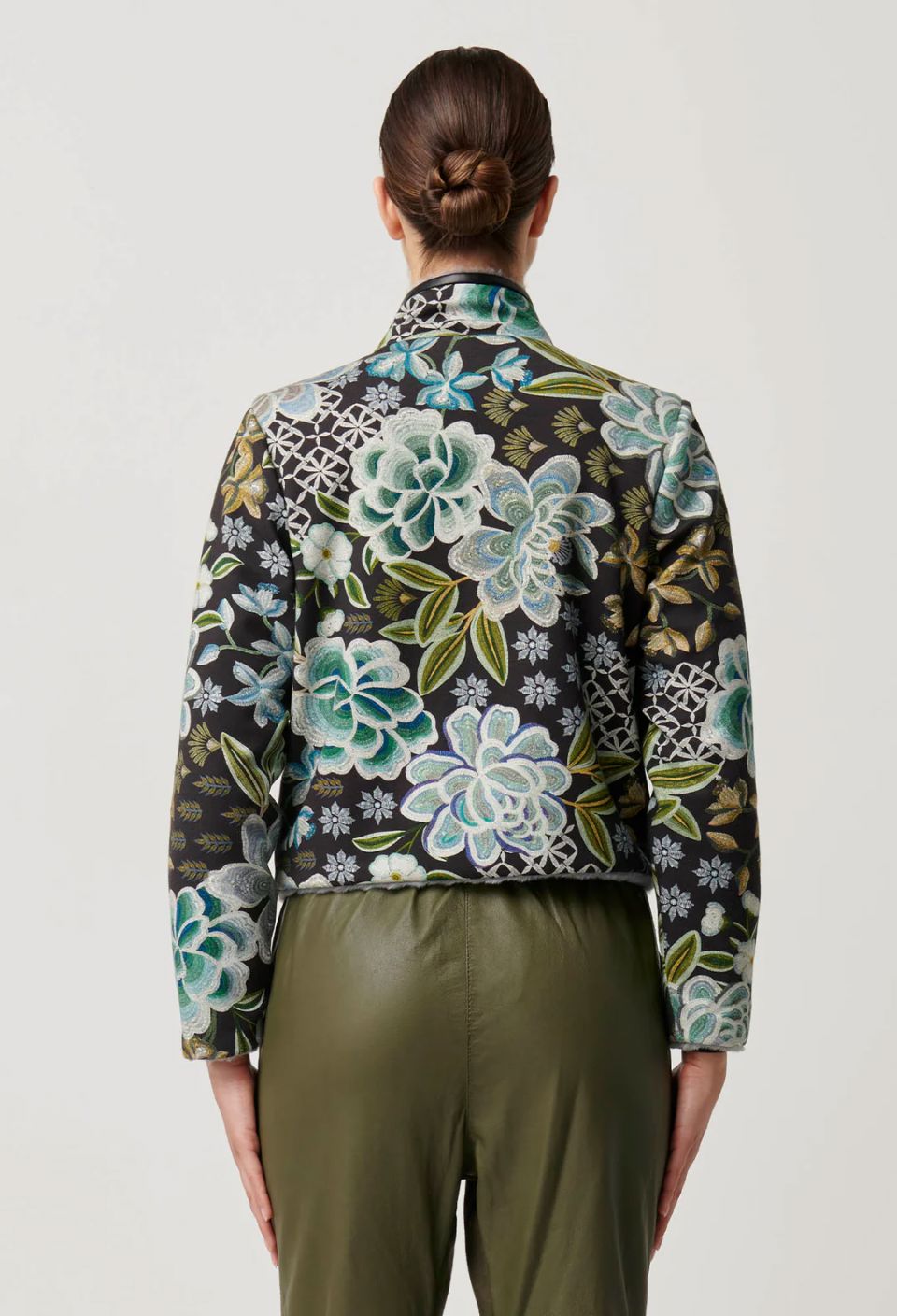 ONCE WAS Rylie Reversible Print & Faux Fur Jacket - Dahlia fields Jacket - Zabecca Living