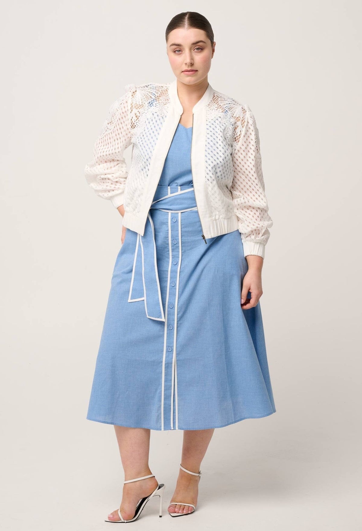 ONCE WAS Selena Cotton Silk Bomber Jacket - Ivory Jacket - Zabecca Living
