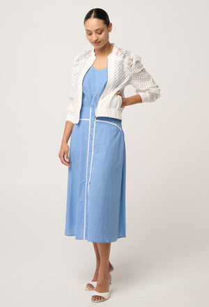 ONCE WAS Selena Cotton Silk Bomber Jacket - Ivory Jacket - Zabecca Living