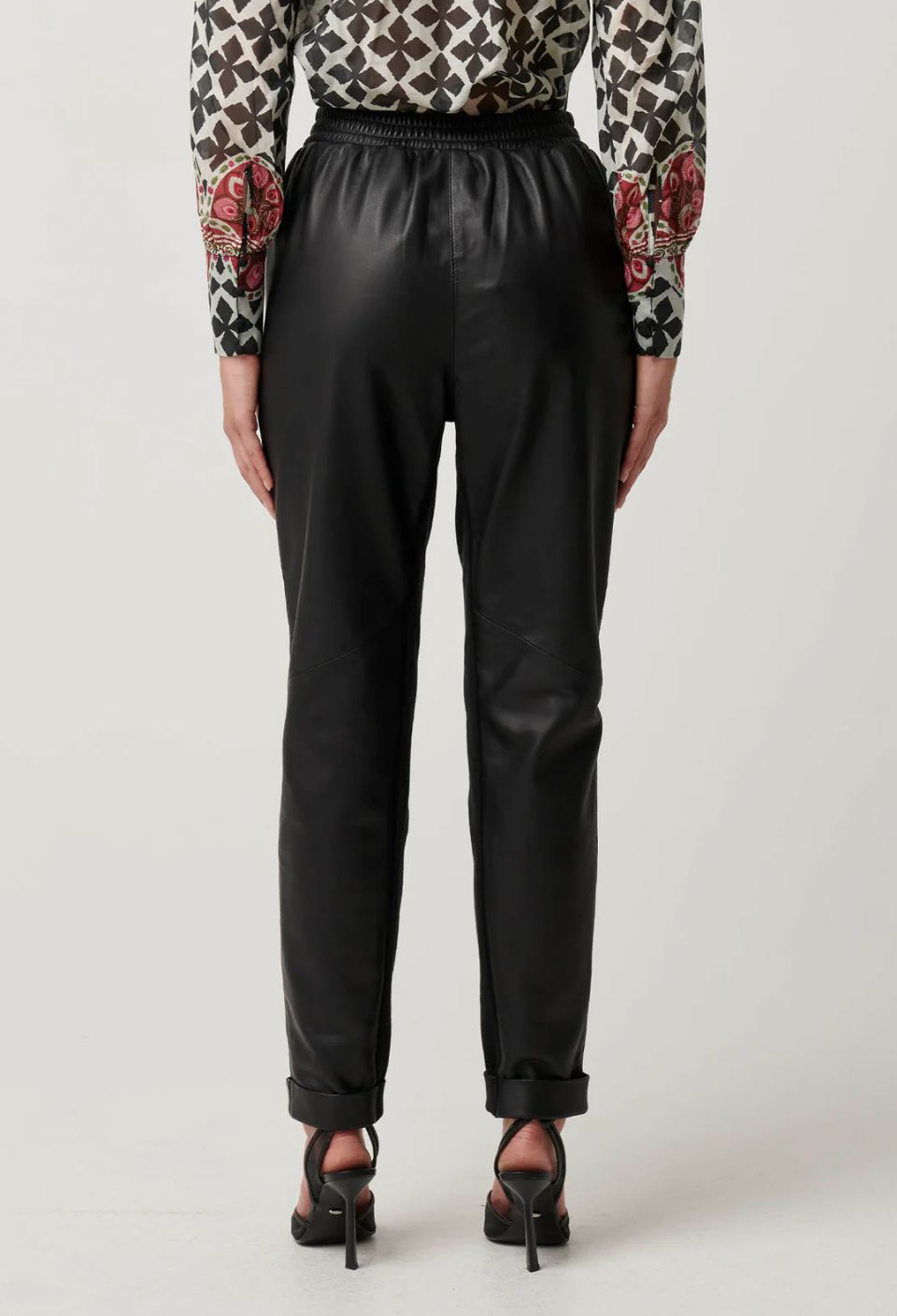 ONCE WAS Sylvan Leather Curved Panel Jogger - Black JOGGER - Zabecca Living