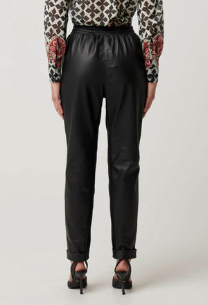 ONCE WAS Sylvan Leather Curved Panel Jogger - Black JOGGER - Zabecca Living