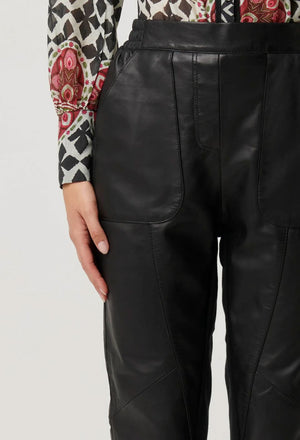 ONCE WAS Sylvan Leather Curved Panel Jogger - Black JOGGER - Zabecca Living