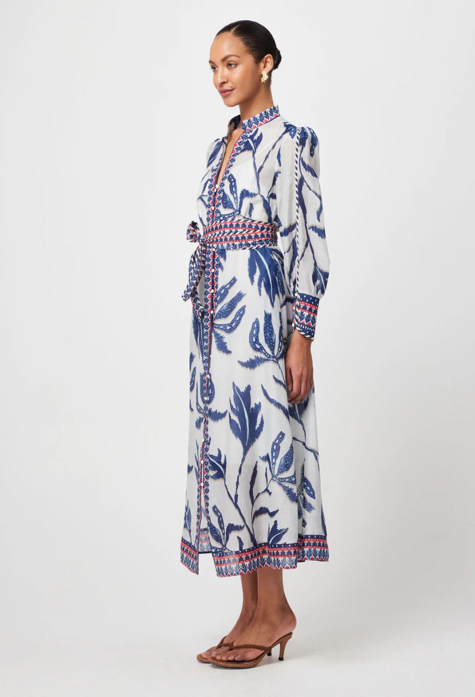ONCE WAS Tierra Cotton Silk Dress - Palm Shadow Dress - Zabecca Living