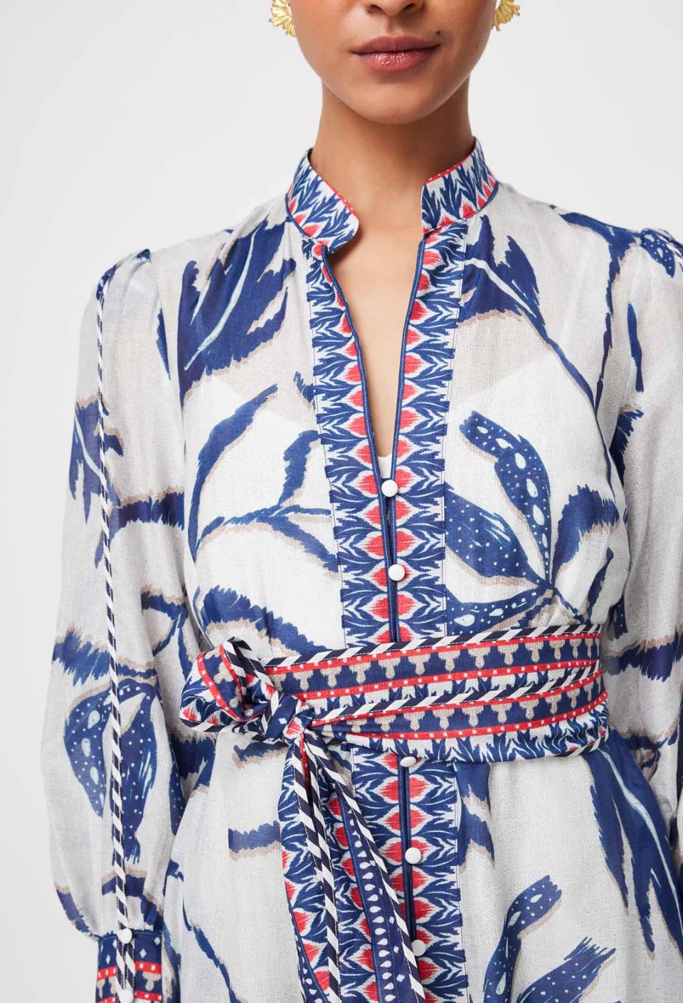 ONCE WAS Tierra Cotton Silk Dress - Palm Shadow Dress - Zabecca Living